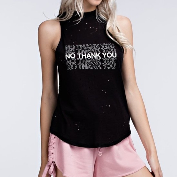NO THANK YOU DISTRESSED TANK black - Picture 5 of 8